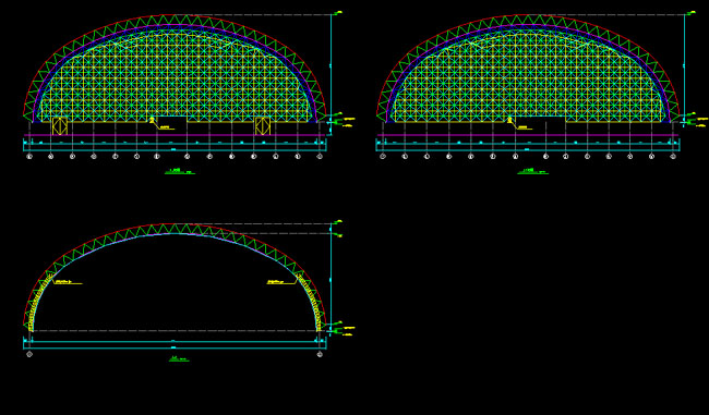 张家港跨度110米，拱高35_7米煤棚网架